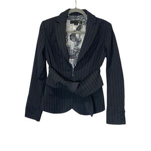 Just Cavalli Pinstripe Belted Blazer with Paisley Lining - IT 42 / US 6 y2k